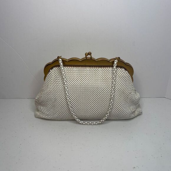 Whiting & Davis Vintage Ivory Mesh Evening Handbag Designer - Picture 4 of 10